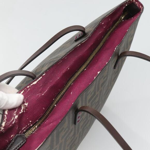 FENDI Zucca Canvas Tote Bag Pvc Black Brown - Picture 6 of 12